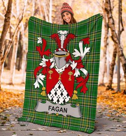 Scottish Fagan Coat of Arms Family Crest Ireland Blanket Irish National Tartan Irish County Blanket