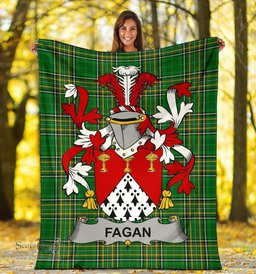 Scottish Fagan Coat of Arms Family Crest Ireland Blanket Irish National Tartan Irish County Blanket