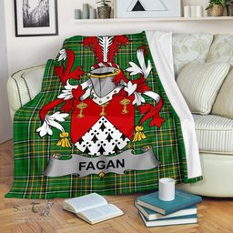 Scottish Fagan Coat of Arms Family Crest Ireland Blanket Irish National Tartan Irish County Blanket