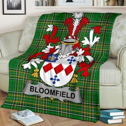 Scottish Bloomfield Coat of Arms Family Crest Ireland Blanket Irish National Tartan Irish County Blanket