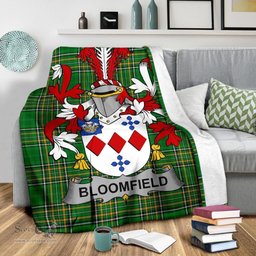 Scottish Bloomfield Coat of Arms Family Crest Ireland Blanket Irish National Tartan Irish County Blanket