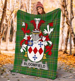 Scottish Bloomfield Coat of Arms Family Crest Ireland Blanket Irish National Tartan Irish County Blanket