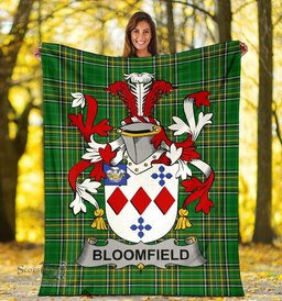 Scottish Bloomfield Coat of Arms Family Crest Ireland Blanket Irish National Tartan Irish County Blanket
