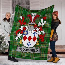 Scottish Bloomfield Coat of Arms Family Crest Ireland Blanket Irish National Tartan Irish County Blanket
