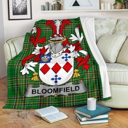 Scottish Bloomfield Coat of Arms Family Crest Ireland Blanket Irish National Tartan Irish County Blanket