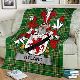 Scottish Hyland or O'Hyland Coat of Arms Family Crest Ireland Blanket Irish National Tartan Irish County Blanket