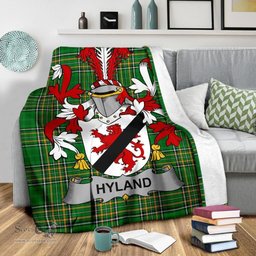 Scottish Hyland or O'Hyland Coat of Arms Family Crest Ireland Blanket Irish National Tartan Irish County Blanket
