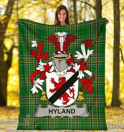 Scottish Hyland or O'Hyland Coat of Arms Family Crest Ireland Blanket Irish National Tartan Irish County Blanket