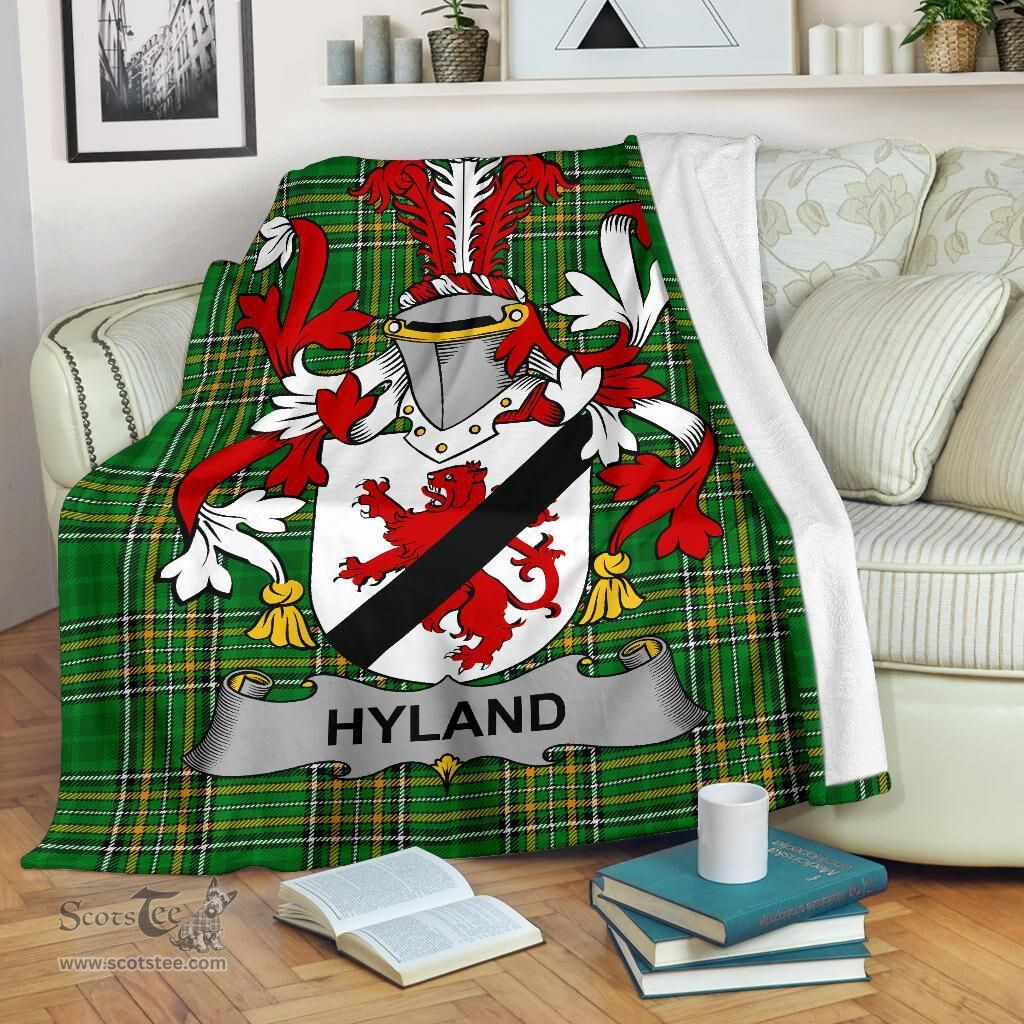 Scottish Hyland or O'Hyland Coat of Arms Family Crest Ireland Blanket Irish National Tartan Irish County Blanket