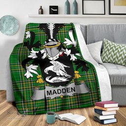 Scottish Madden or O'Madden Coat of Arms Family Crest Ireland Blanket Irish National Tartan Irish County Blanket