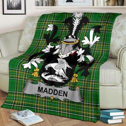 Scottish Madden or O'Madden Coat of Arms Family Crest Ireland Blanket Irish National Tartan Irish County Blanket