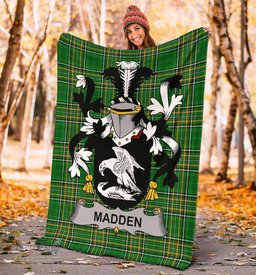 Scottish Madden or O'Madden Coat of Arms Family Crest Ireland Blanket Irish National Tartan Irish County Blanket