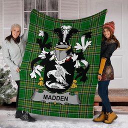 Scottish Madden or O'Madden Coat of Arms Family Crest Ireland Blanket Irish National Tartan Irish County Blanket