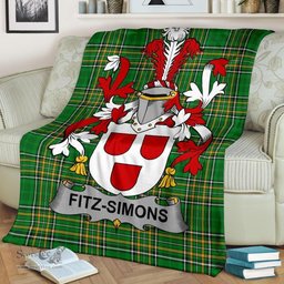 Scottish Fitz-Simons Coat of Arms Family Crest Ireland Blanket Irish National Tartan Irish County Blanket