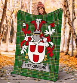 Scottish Fitz-Simons Coat of Arms Family Crest Ireland Blanket Irish National Tartan Irish County Blanket