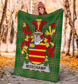 Scottish Muschamp Coat of Arms Family Crest Ireland Blanket Irish National Tartan Irish County Blanket
