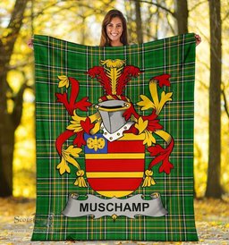 Scottish Muschamp Coat of Arms Family Crest Ireland Blanket Irish National Tartan Irish County Blanket