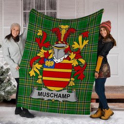 Scottish Muschamp Coat of Arms Family Crest Ireland Blanket Irish National Tartan Irish County Blanket