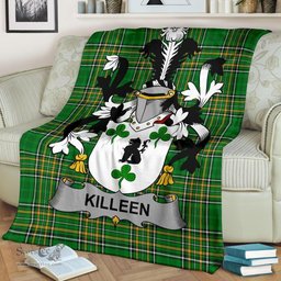 Scottish Killeen or O'Killeen Coat of Arms Family Crest Ireland Blanket Irish National Tartan Irish County Blanket