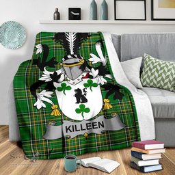 Scottish Killeen or O'Killeen Coat of Arms Family Crest Ireland Blanket Irish National Tartan Irish County Blanket
