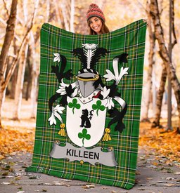 Scottish Killeen or O'Killeen Coat of Arms Family Crest Ireland Blanket Irish National Tartan Irish County Blanket