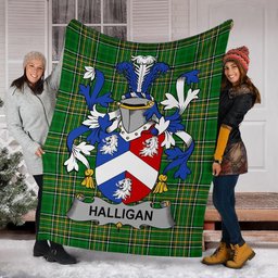 Scottish Halligan or O'Halligan Coat of Arms Family Crest Ireland Blanket Irish National Tartan Irish County Blanket