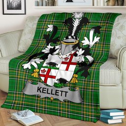 Scottish Kellett Coat of Arms Family Crest Ireland Blanket Irish National Tartan Irish County Blanket
