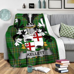 Scottish Kellett Coat of Arms Family Crest Ireland Blanket Irish National Tartan Irish County Blanket