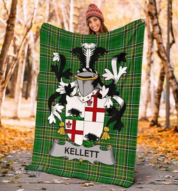 Scottish Kellett Coat of Arms Family Crest Ireland Blanket Irish National Tartan Irish County Blanket