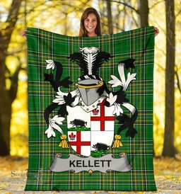 Scottish Kellett Coat of Arms Family Crest Ireland Blanket Irish National Tartan Irish County Blanket