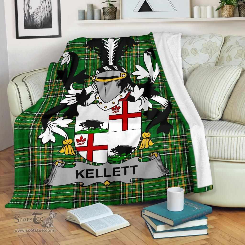 Scottish Kellett Coat of Arms Family Crest Ireland Blanket Irish National Tartan Irish County Blanket