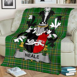 Scottish Neale Coat of Arms Family Crest Ireland Blanket Irish National Tartan Irish County Blanket