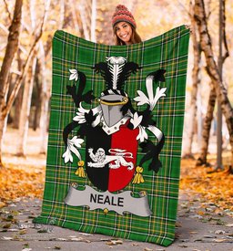 Scottish Neale Coat of Arms Family Crest Ireland Blanket Irish National Tartan Irish County Blanket