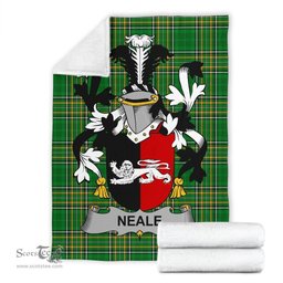 Scottish Neale Coat of Arms Family Crest Ireland Blanket Irish National Tartan Irish County Blanket