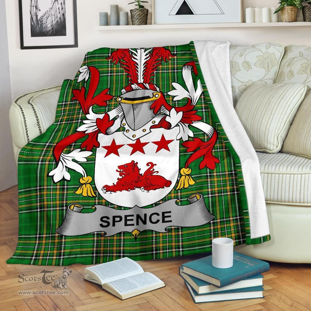 Scottish Spence Coat of Arms Family Crest Ireland Blanket Irish National Tartan Irish County Blanket