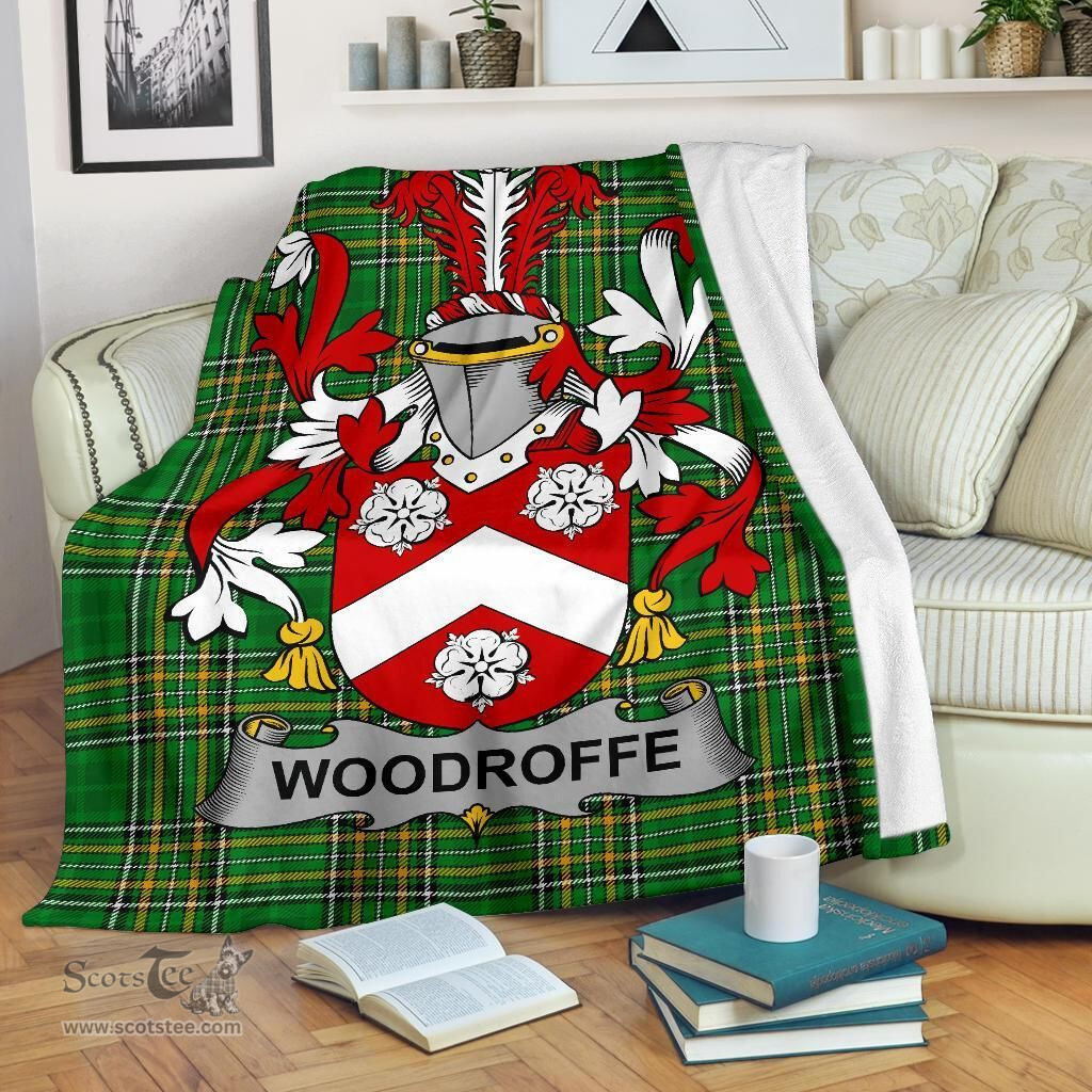 Scottish Woodroffe Coat of Arms Family Crest Ireland Blanket Irish National Tartan Irish County Blanket