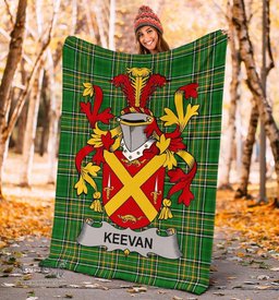 Scottish Keevan or O'Kevane Coat of Arms Family Crest Ireland Blanket Irish National Tartan Irish County Blanket