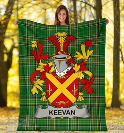 Scottish Keevan or O'Kevane Coat of Arms Family Crest Ireland Blanket Irish National Tartan Irish County Blanket