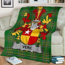 Scottish Vere Coat of Arms Family Crest Ireland Blanket Irish National Tartan Irish County Blanket