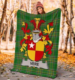 Scottish Vere Coat of Arms Family Crest Ireland Blanket Irish National Tartan Irish County Blanket