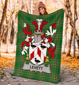 Scottish Levett or Lyvett Coat of Arms Family Crest Ireland Blanket Irish National Tartan Irish County Blanket
