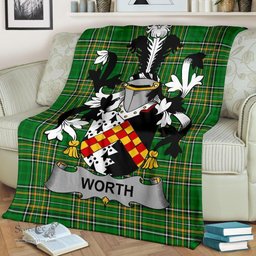 Scottish Worth or McWorth Coat of Arms Family Crest Ireland Blanket Irish National Tartan Irish County Blanket