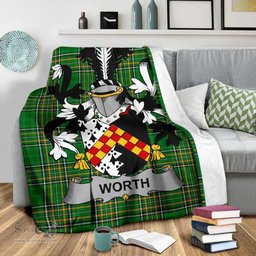 Scottish Worth or McWorth Coat of Arms Family Crest Ireland Blanket Irish National Tartan Irish County Blanket