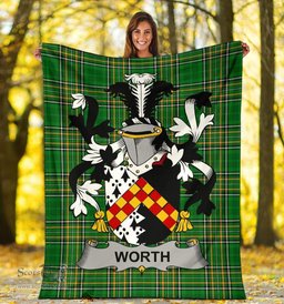 Scottish Worth or McWorth Coat of Arms Family Crest Ireland Blanket Irish National Tartan Irish County Blanket