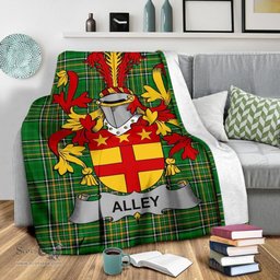 Scottish Alley Coat of Arms Family Crest Ireland Blanket Irish National Tartan Irish County Blanket