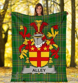 Scottish Alley Coat of Arms Family Crest Ireland Blanket Irish National Tartan Irish County Blanket