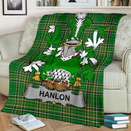 Scottish Hanlon or O'Hanlon Coat of Arms Family Crest Ireland Blanket Irish National Tartan Irish County Blanket