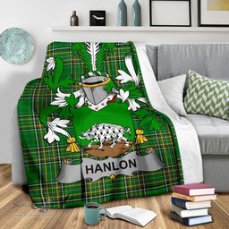 Scottish Hanlon or O'Hanlon Coat of Arms Family Crest Ireland Blanket Irish National Tartan Irish County Blanket