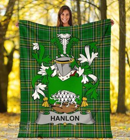 Scottish Hanlon or O'Hanlon Coat of Arms Family Crest Ireland Blanket Irish National Tartan Irish County Blanket