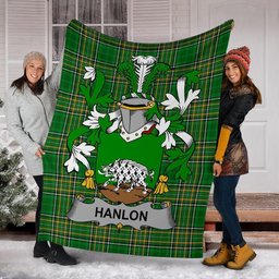 Scottish Hanlon or O'Hanlon Coat of Arms Family Crest Ireland Blanket Irish National Tartan Irish County Blanket